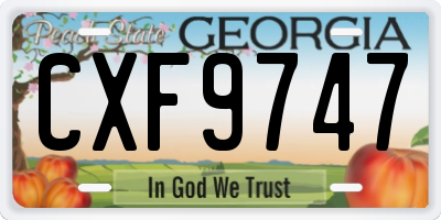 GA license plate CXF9747