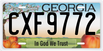 GA license plate CXF9772