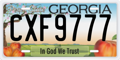 GA license plate CXF9777