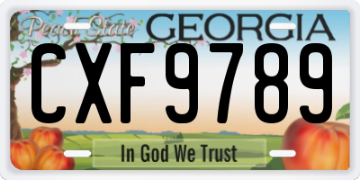 GA license plate CXF9789
