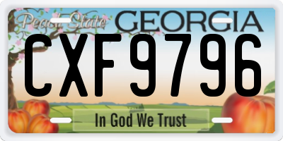 GA license plate CXF9796