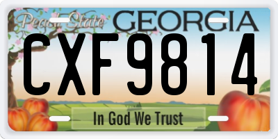 GA license plate CXF9814