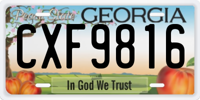 GA license plate CXF9816