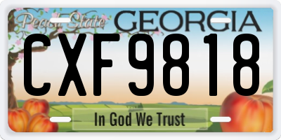 GA license plate CXF9818