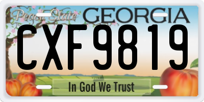 GA license plate CXF9819