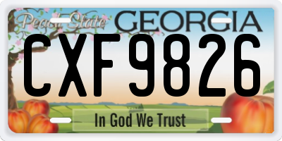 GA license plate CXF9826
