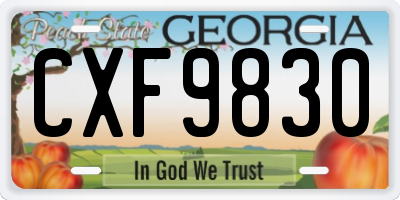 GA license plate CXF9830