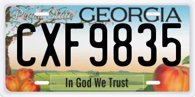 GA license plate CXF9835