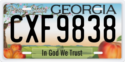 GA license plate CXF9838