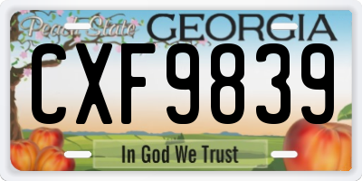 GA license plate CXF9839
