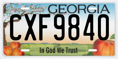 GA license plate CXF9840