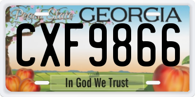 GA license plate CXF9866