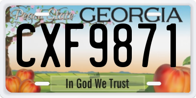 GA license plate CXF9871