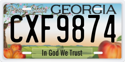 GA license plate CXF9874