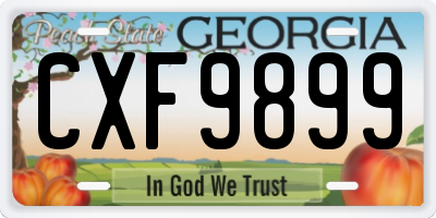 GA license plate CXF9899