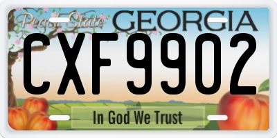 GA license plate CXF9902
