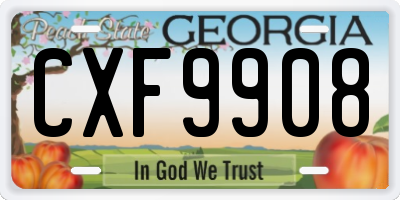 GA license plate CXF9908