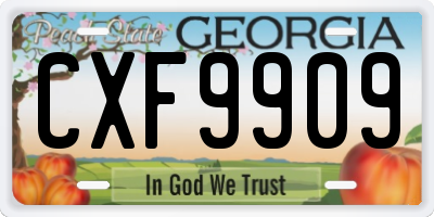 GA license plate CXF9909