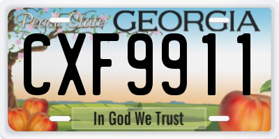 GA license plate CXF9911