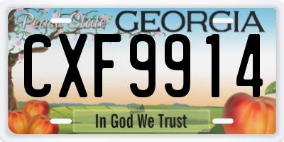 GA license plate CXF9914
