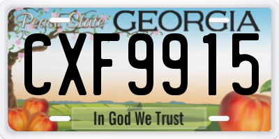 GA license plate CXF9915
