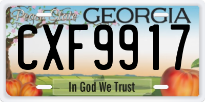 GA license plate CXF9917