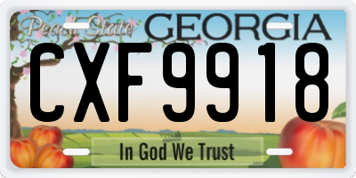 GA license plate CXF9918