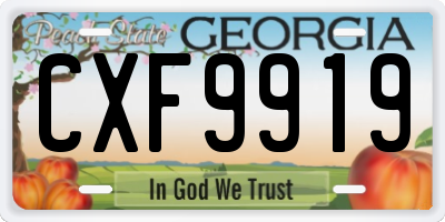 GA license plate CXF9919
