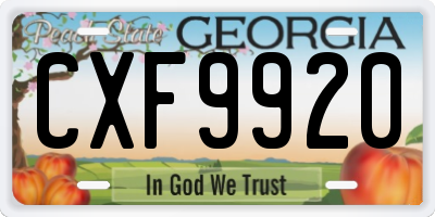 GA license plate CXF9920