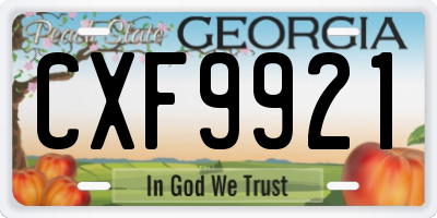 GA license plate CXF9921
