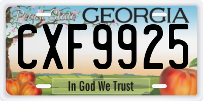 GA license plate CXF9925