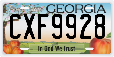 GA license plate CXF9928