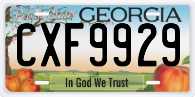 GA license plate CXF9929