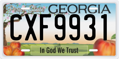 GA license plate CXF9931