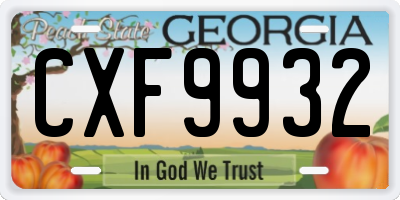 GA license plate CXF9932