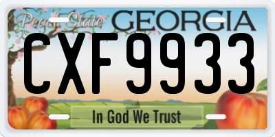 GA license plate CXF9933