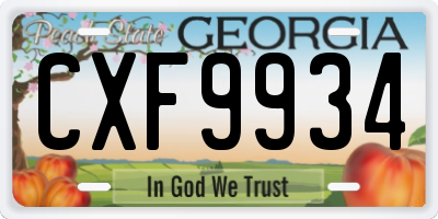 GA license plate CXF9934