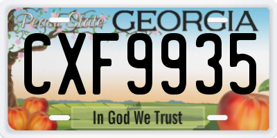 GA license plate CXF9935
