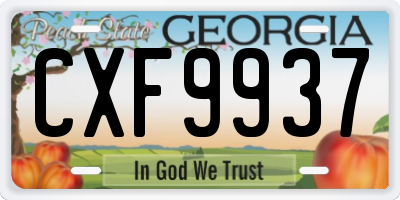 GA license plate CXF9937