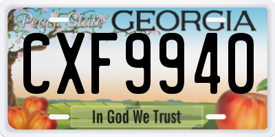 GA license plate CXF9940