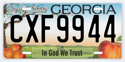GA license plate CXF9944