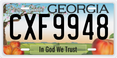 GA license plate CXF9948
