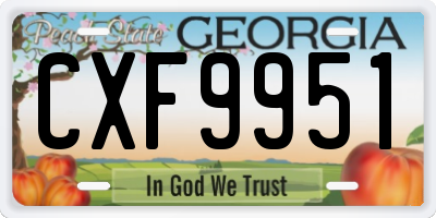 GA license plate CXF9951