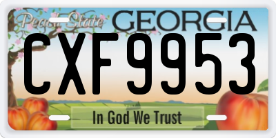 GA license plate CXF9953