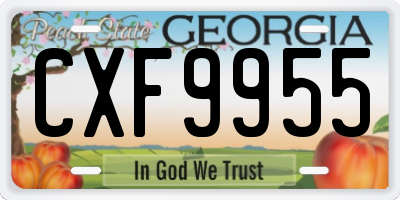 GA license plate CXF9955