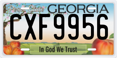 GA license plate CXF9956