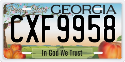GA license plate CXF9958