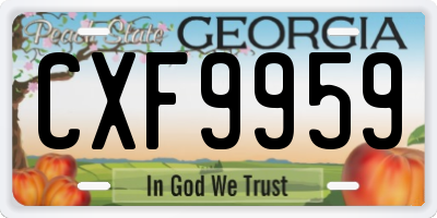 GA license plate CXF9959