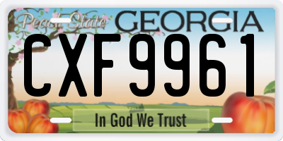 GA license plate CXF9961