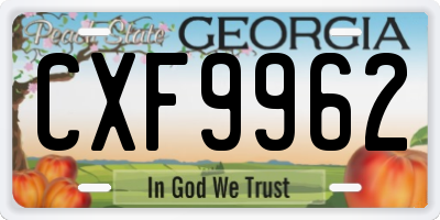 GA license plate CXF9962